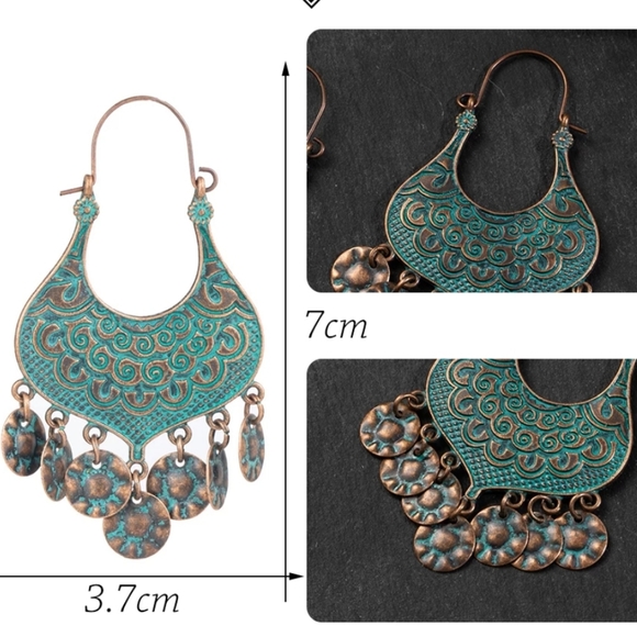 🔹️Unique Bohemian Green Bronze-tone Dangle - Picture 5 of 5